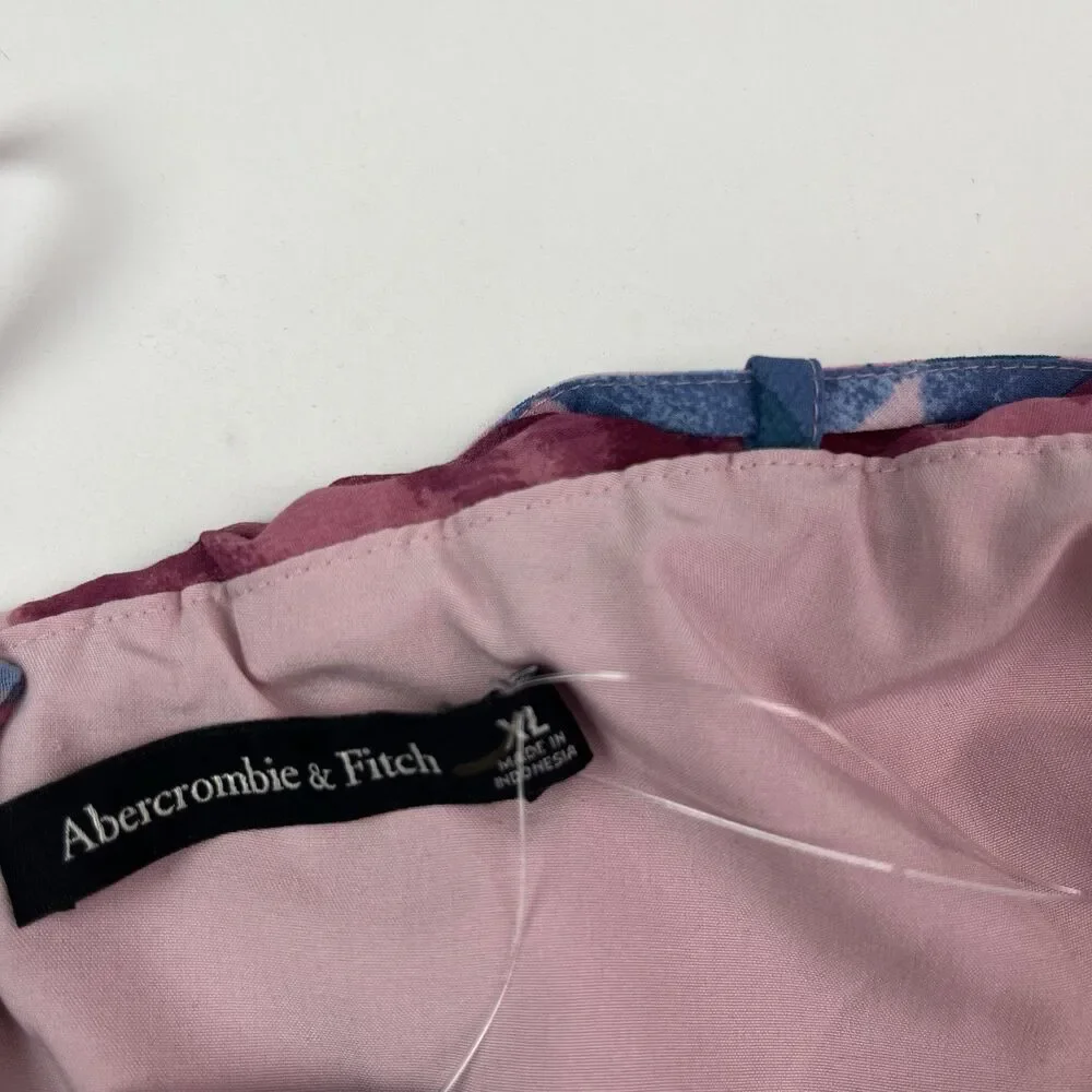 Abercrombie & Fitch Giselle Floral Maxi Dress XL Pink Pleated Resort Costal NWT
